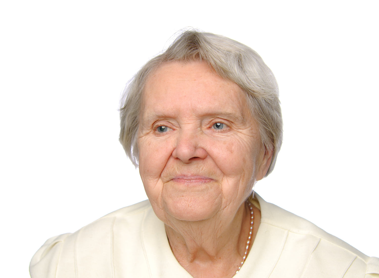 Elderly lady on white background
